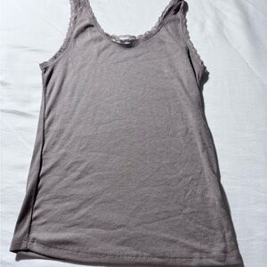 Women's Lace Trim Tank Top - Tan‎ (0043)